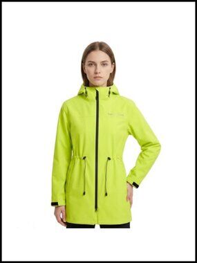 Waterproof Long Raincoat Adjustable Hood Trench Coat Mesh Lined